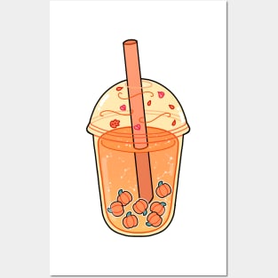 Aesthetic pumpkin spice boba Posters and Art